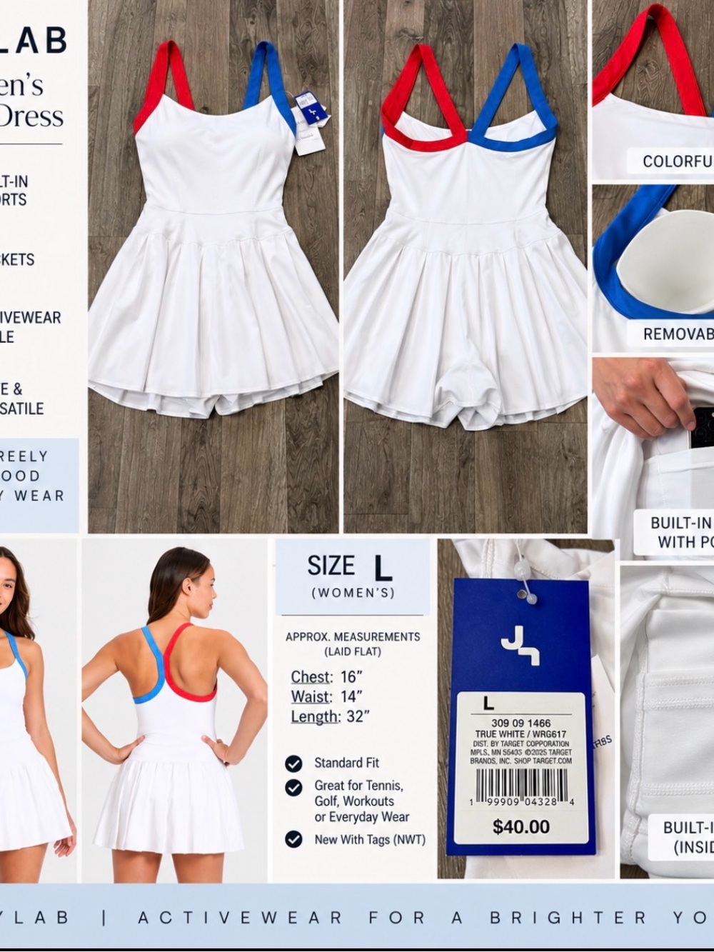 JoyLab White Mini Dress with Red and Blue Straps